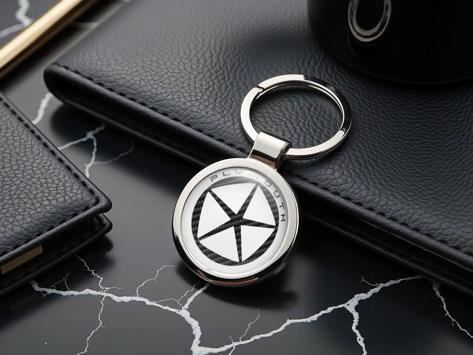 Plymouth Porte-clés Sur Mesure Logo Métal Premium